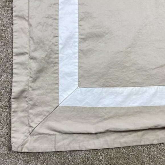 Springmaid Pair Pillowcases Shams Hotel Border Beige White Khaki Cotton High-End - Picture 4 of 4